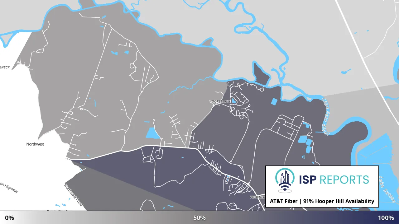 Hooper Hill, NC map of internet availability