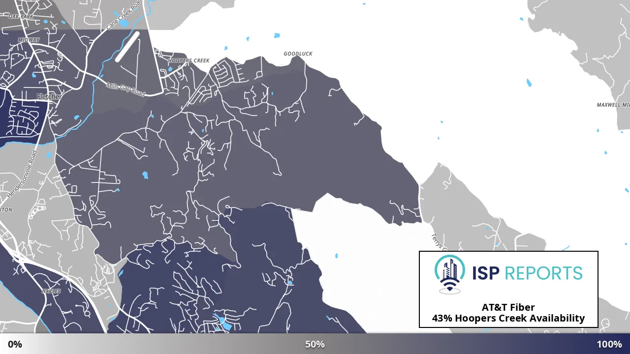 Hoopers Creek, NC map of internet availability
