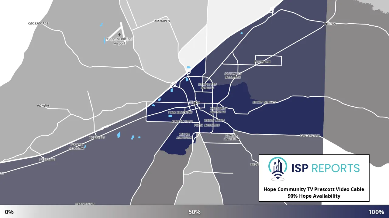 Hope, AR map of internet availability