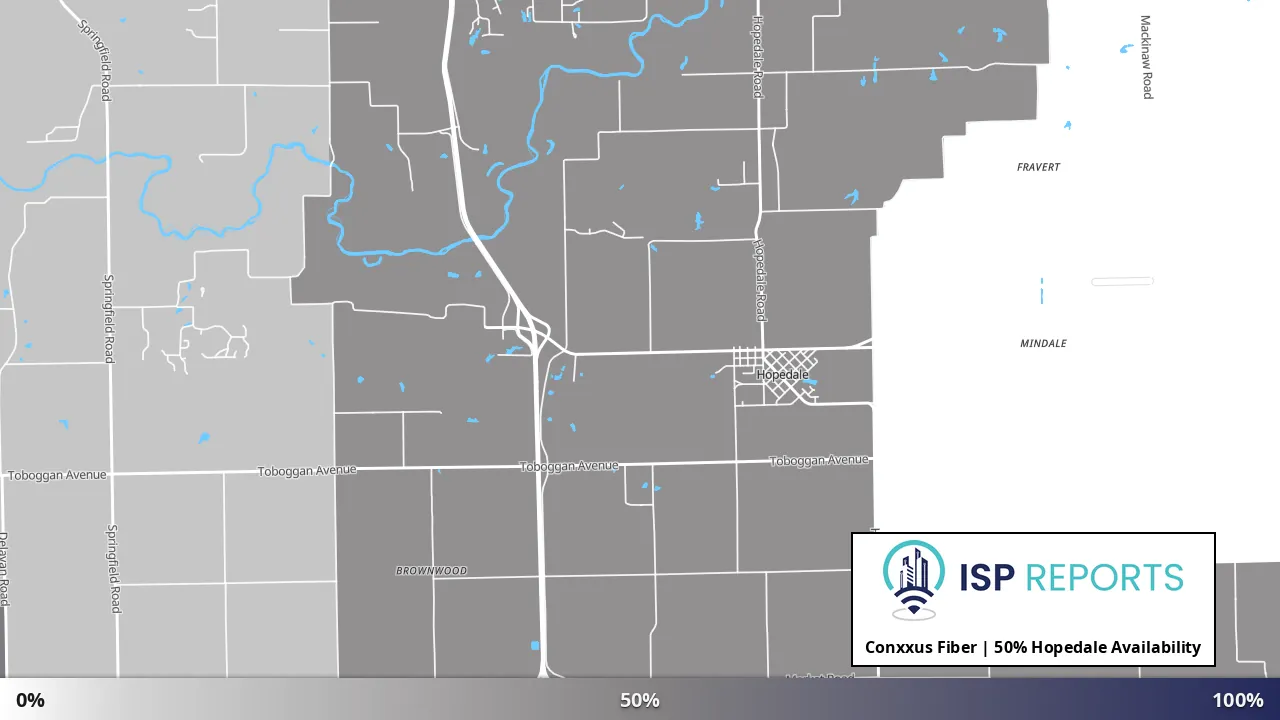 Hopedale, IL map of internet availability