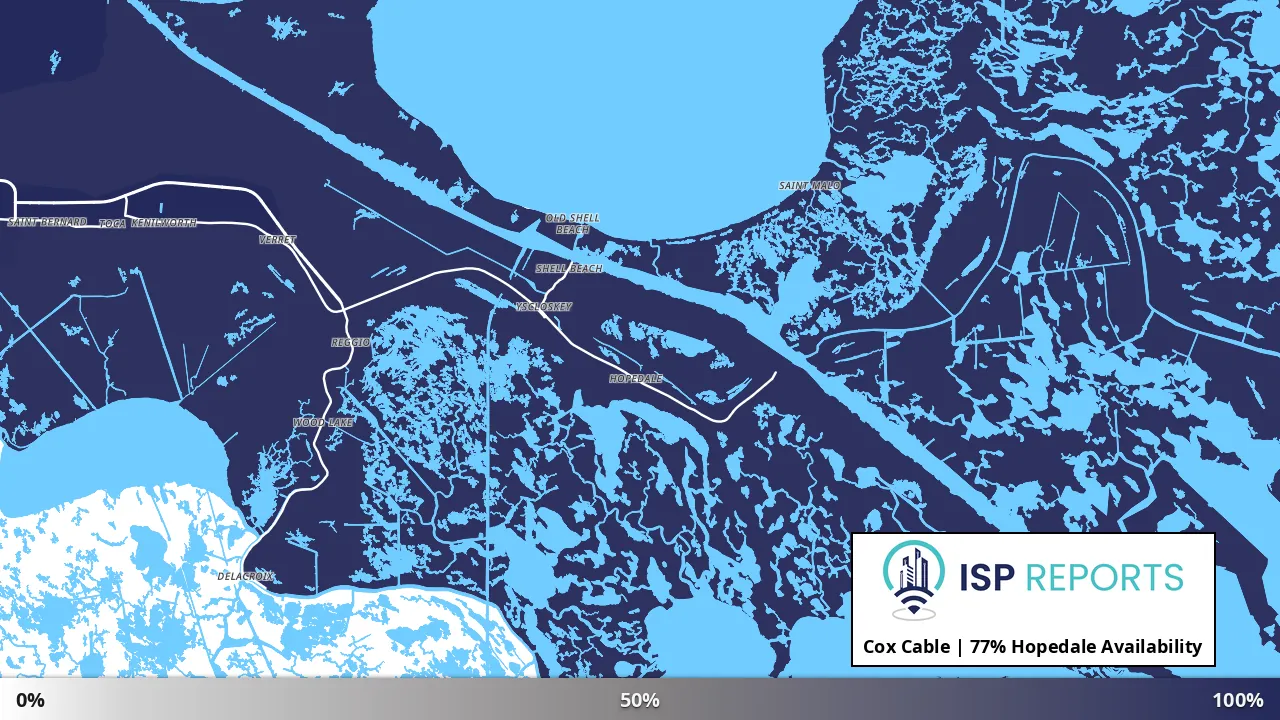 Hopedale, LA map of internet availability