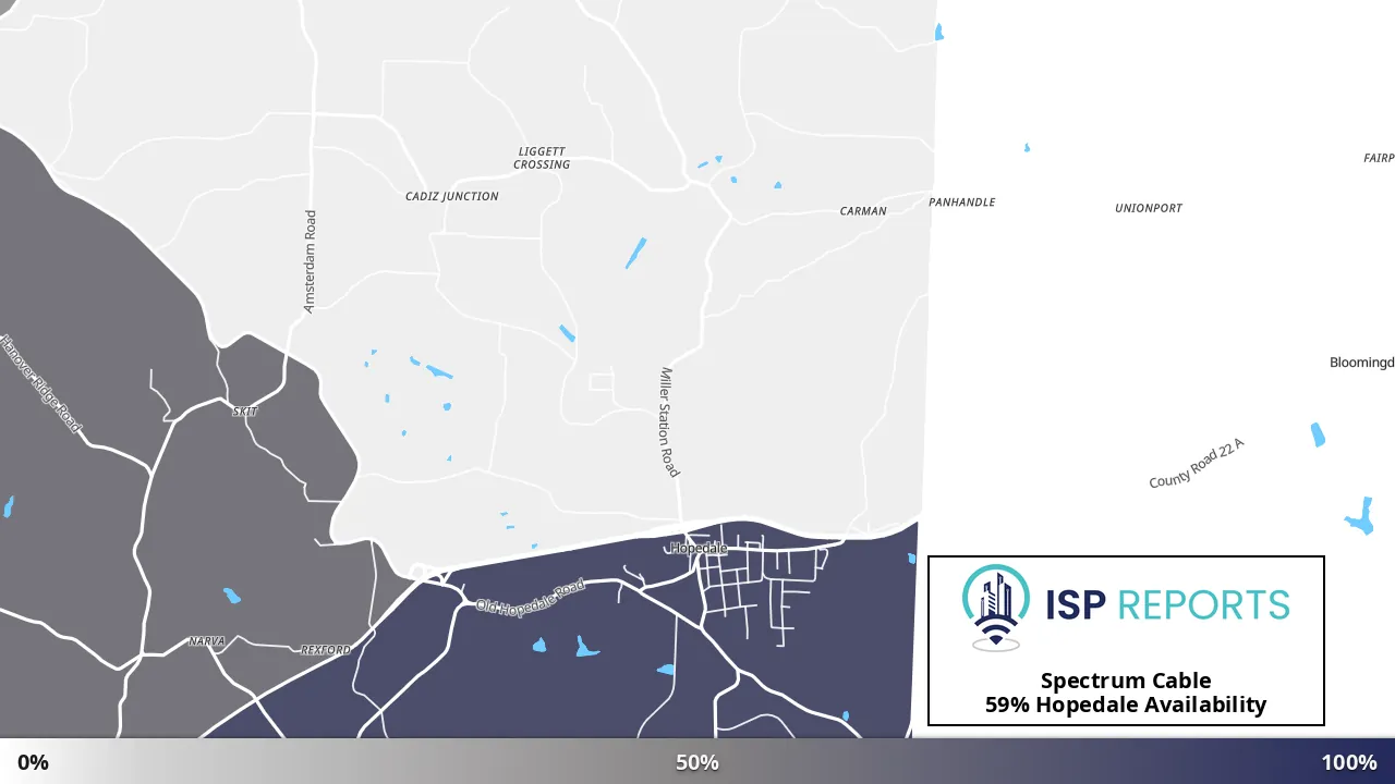 Hopedale, OH map of internet availability