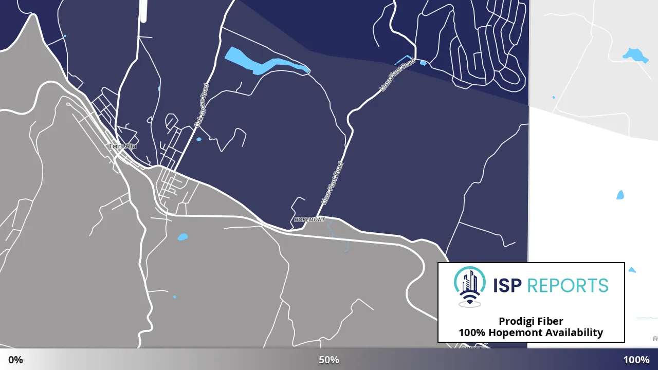 Hopemont, WV map of internet availability