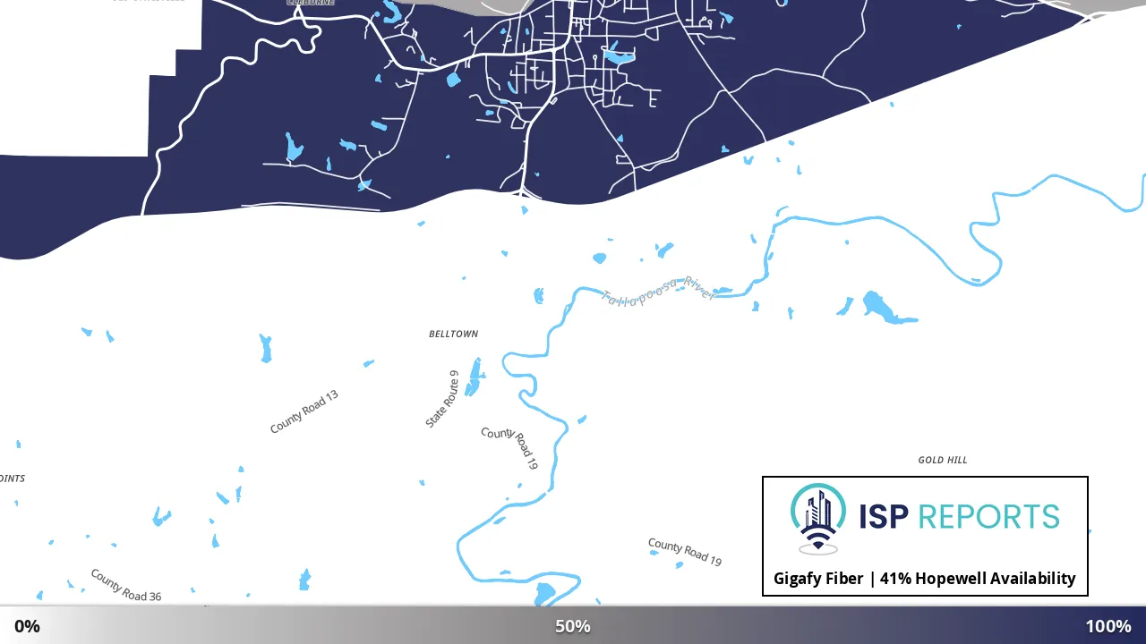Hopewell, AL map of internet availability
