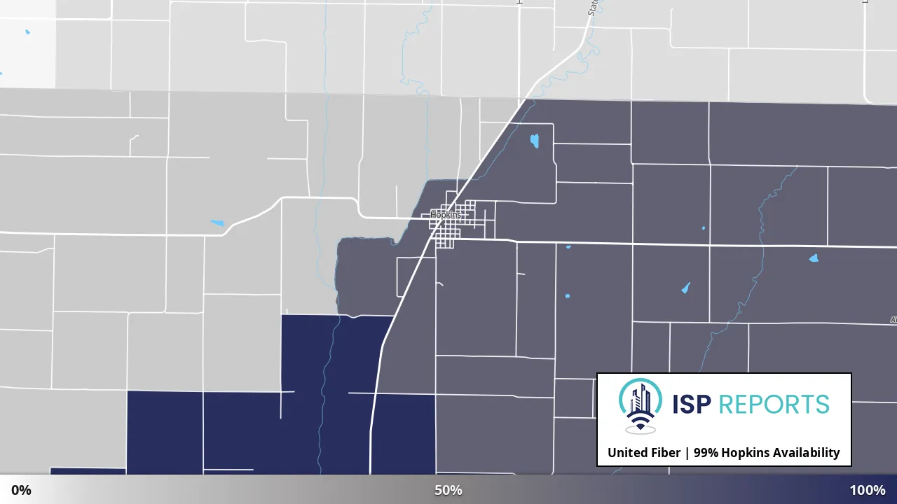 Hopkins, MO map of internet availability