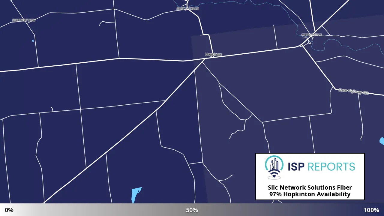Hopkinton, NY map of internet availability