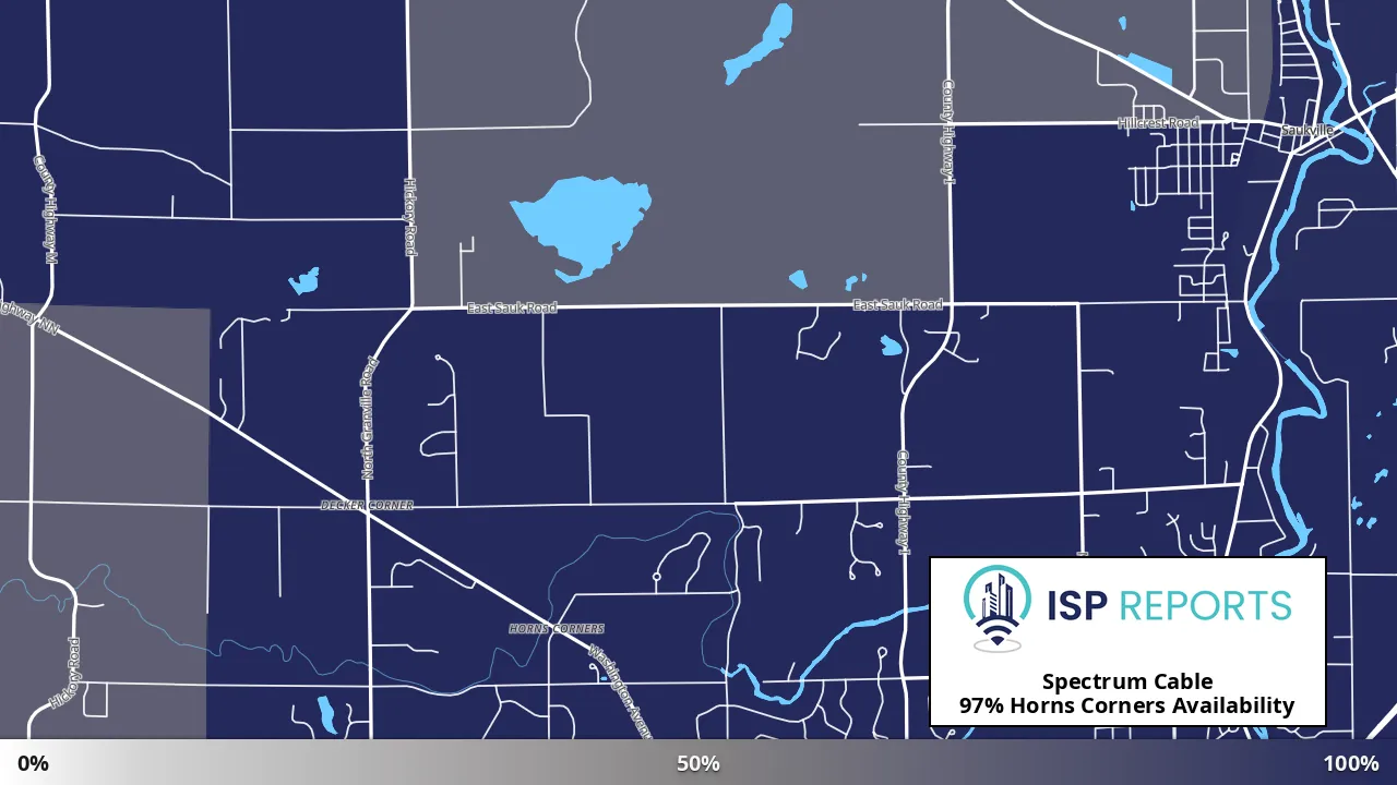 Horns Corners, WI map of internet availability