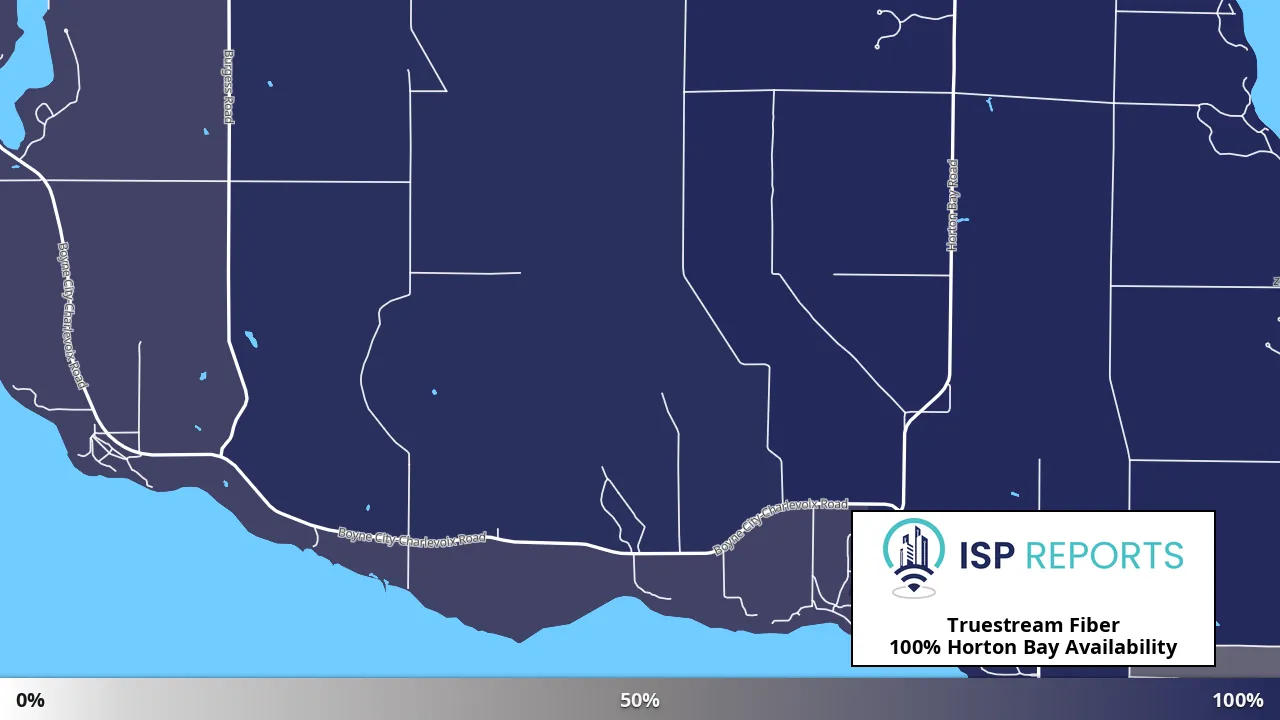 Horton Bay, MI map of internet availability