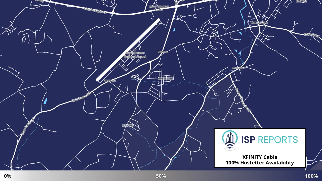 Hostetter, PA map of internet availability