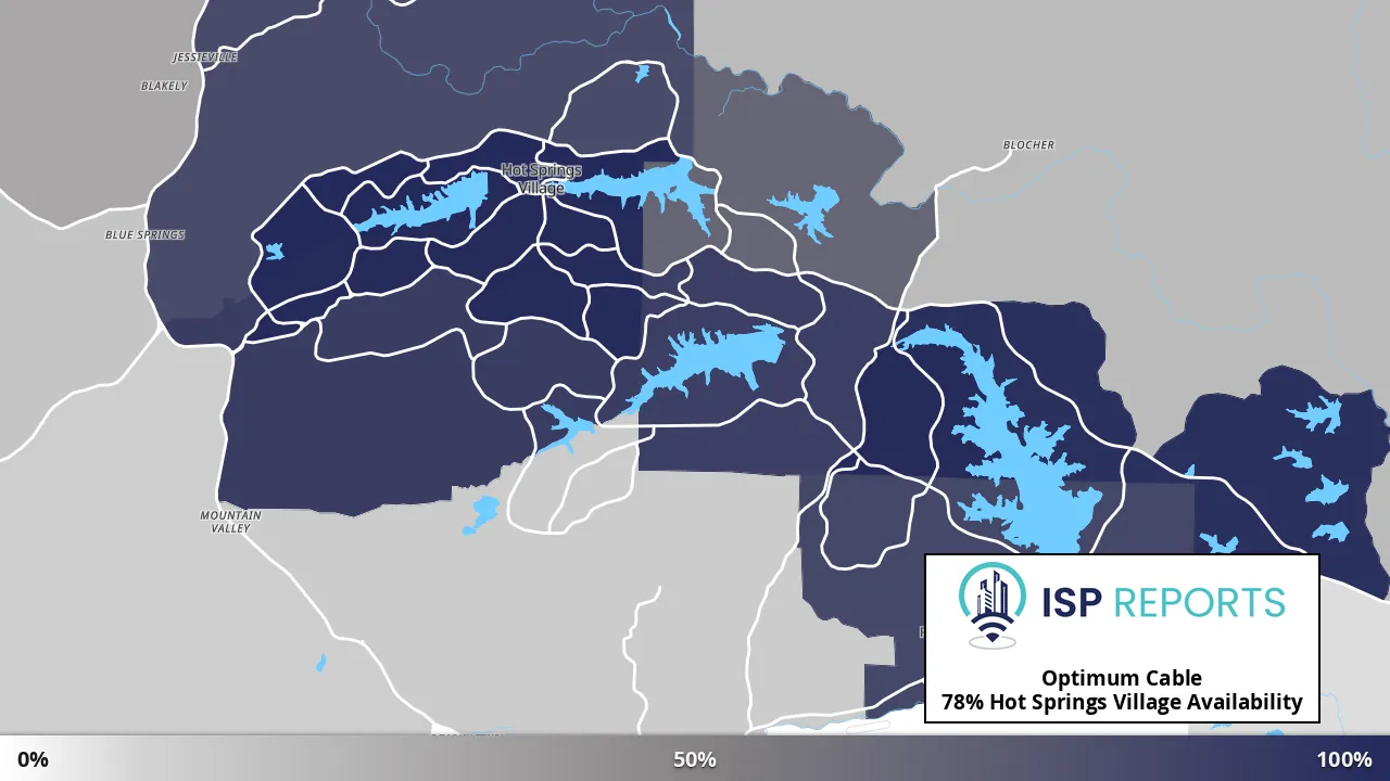 Hot Springs Village, AR map of internet availability