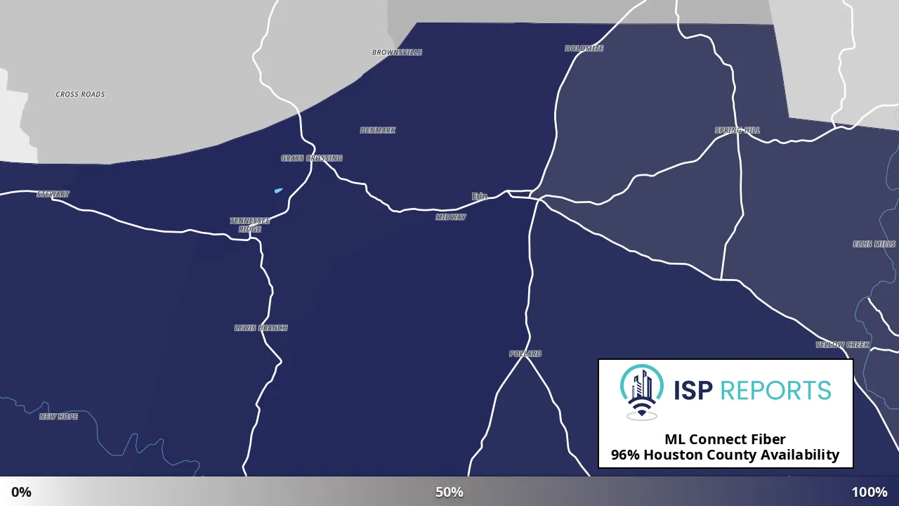 Houston County, TN map of internet availability