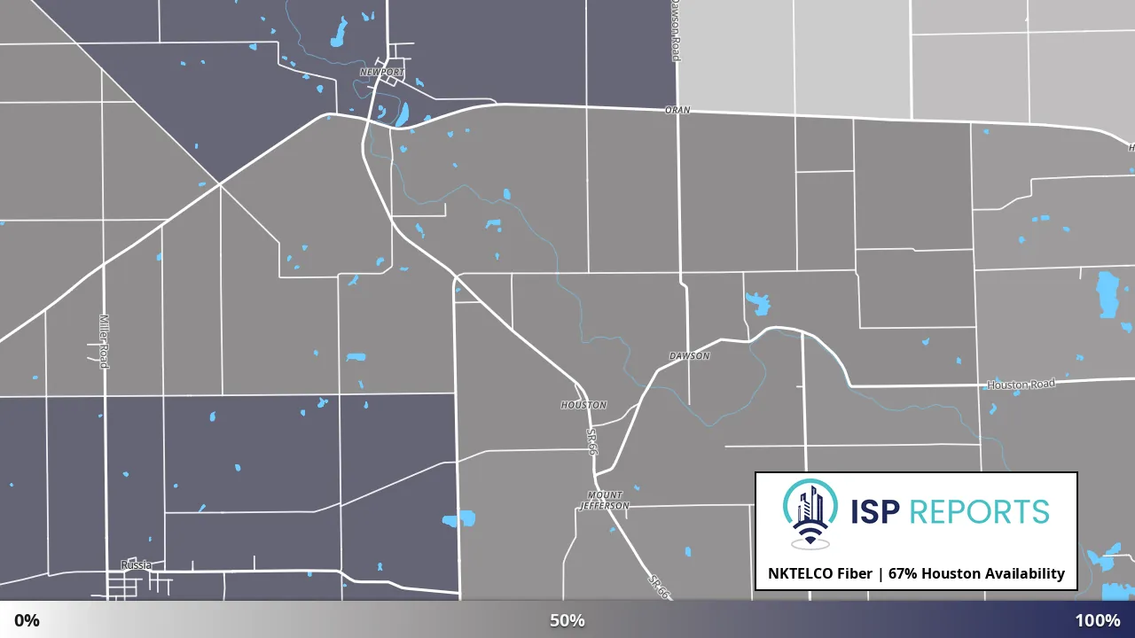 Houston, OH map of internet availability