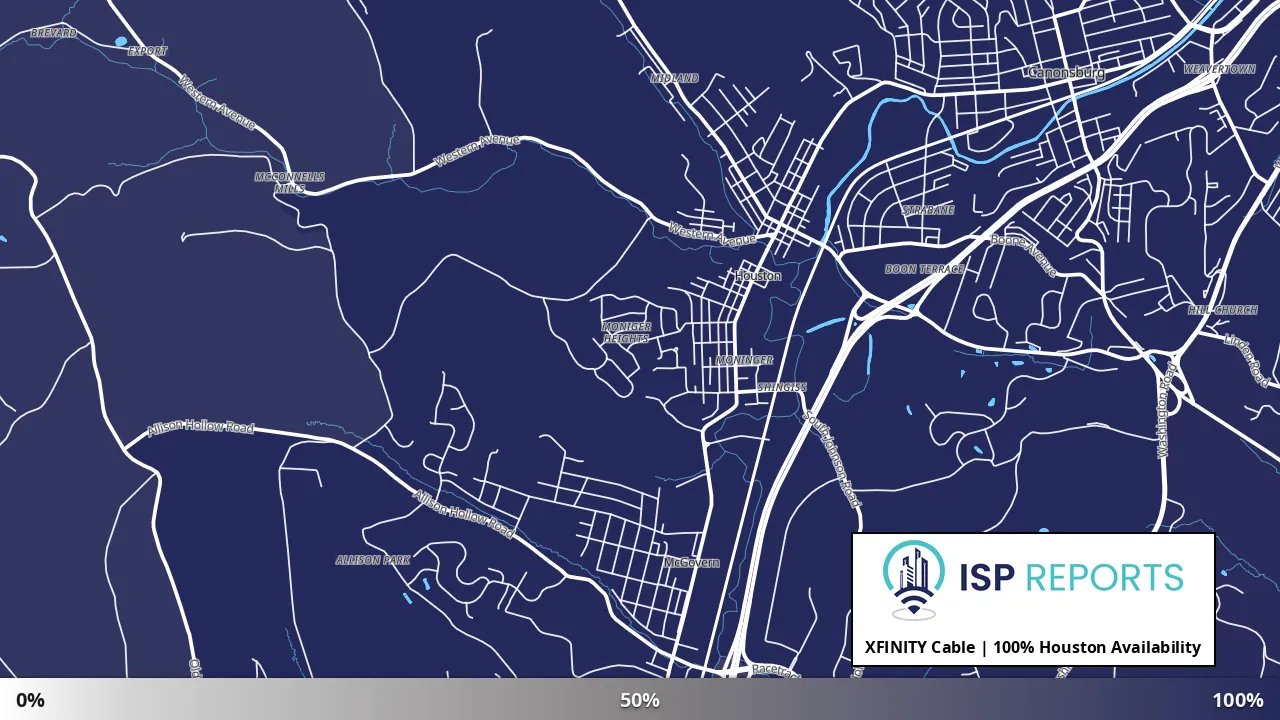 Houston, PA map of internet availability