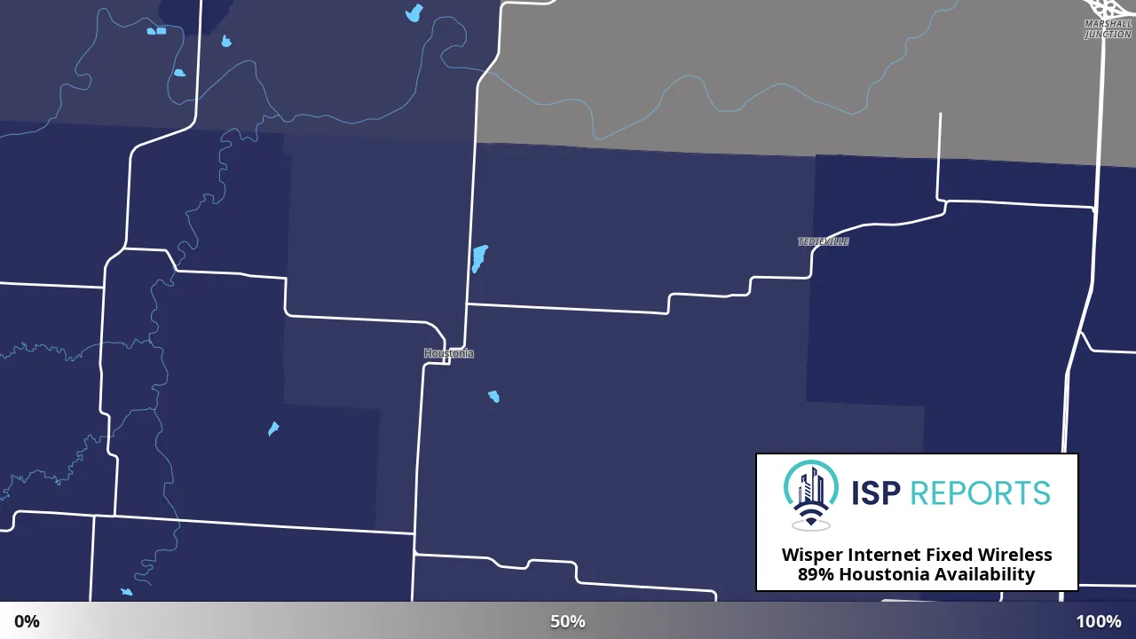 Houstonia, MO map of internet availability