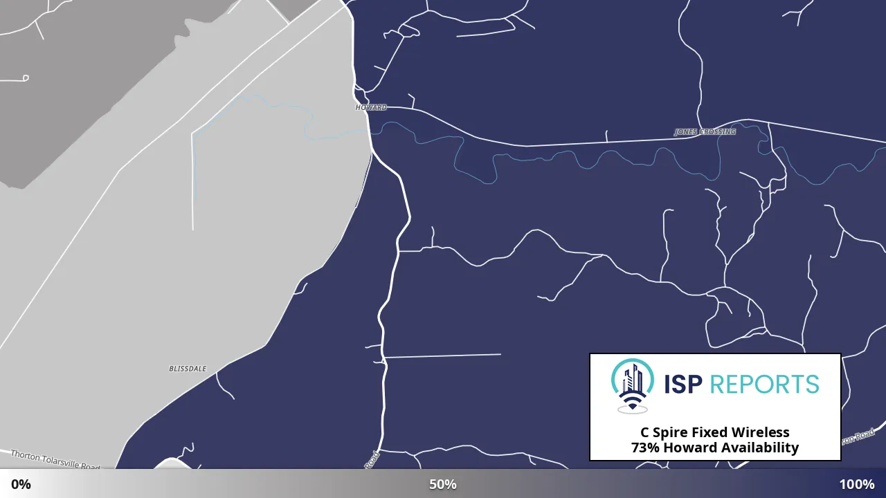 Howard, MS map of internet availability