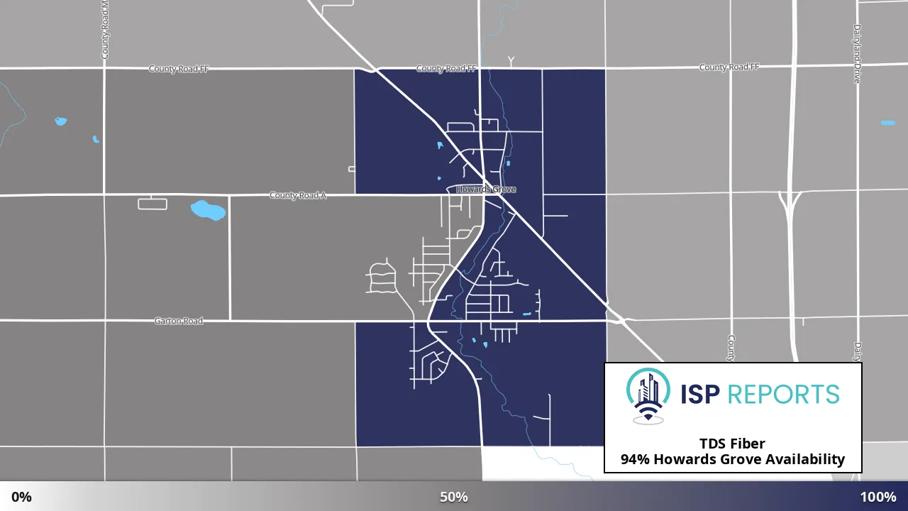 Howards Grove, WI map of internet availability