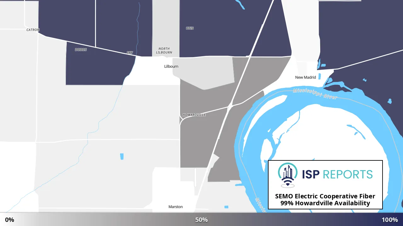 Howardville, MO map of internet availability
