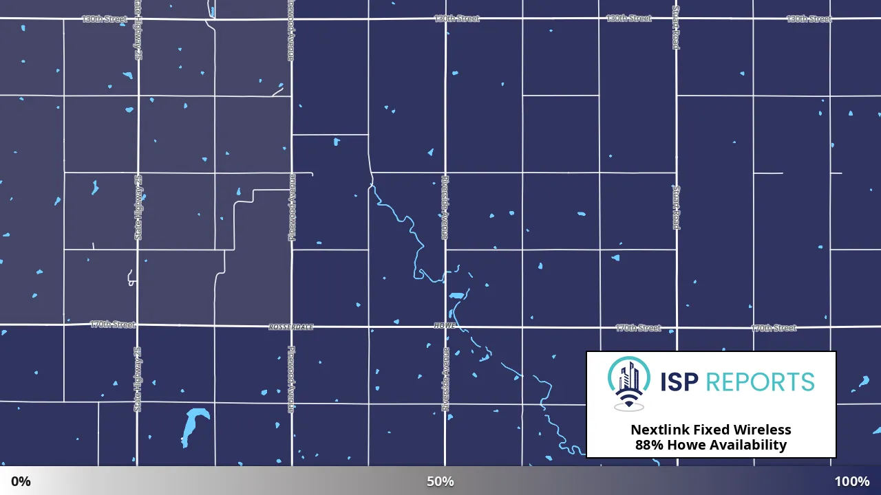 Howe, IA map of internet availability