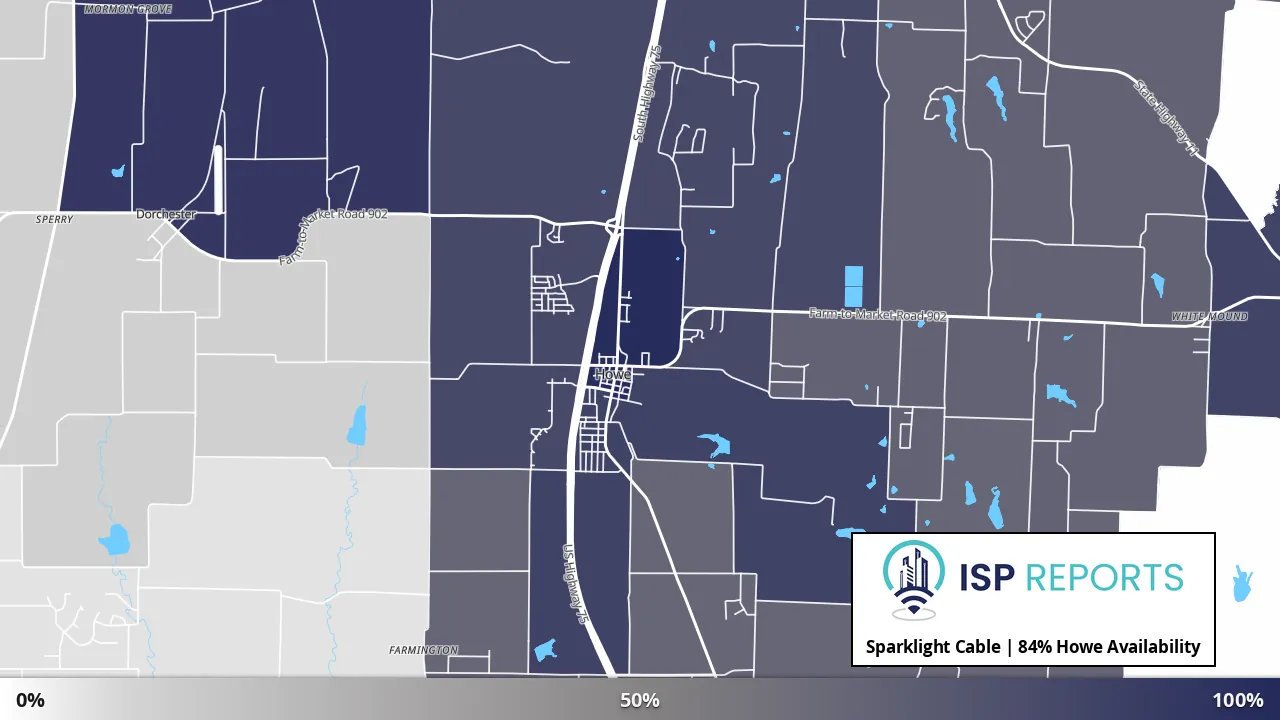 Howe, TX map of internet availability