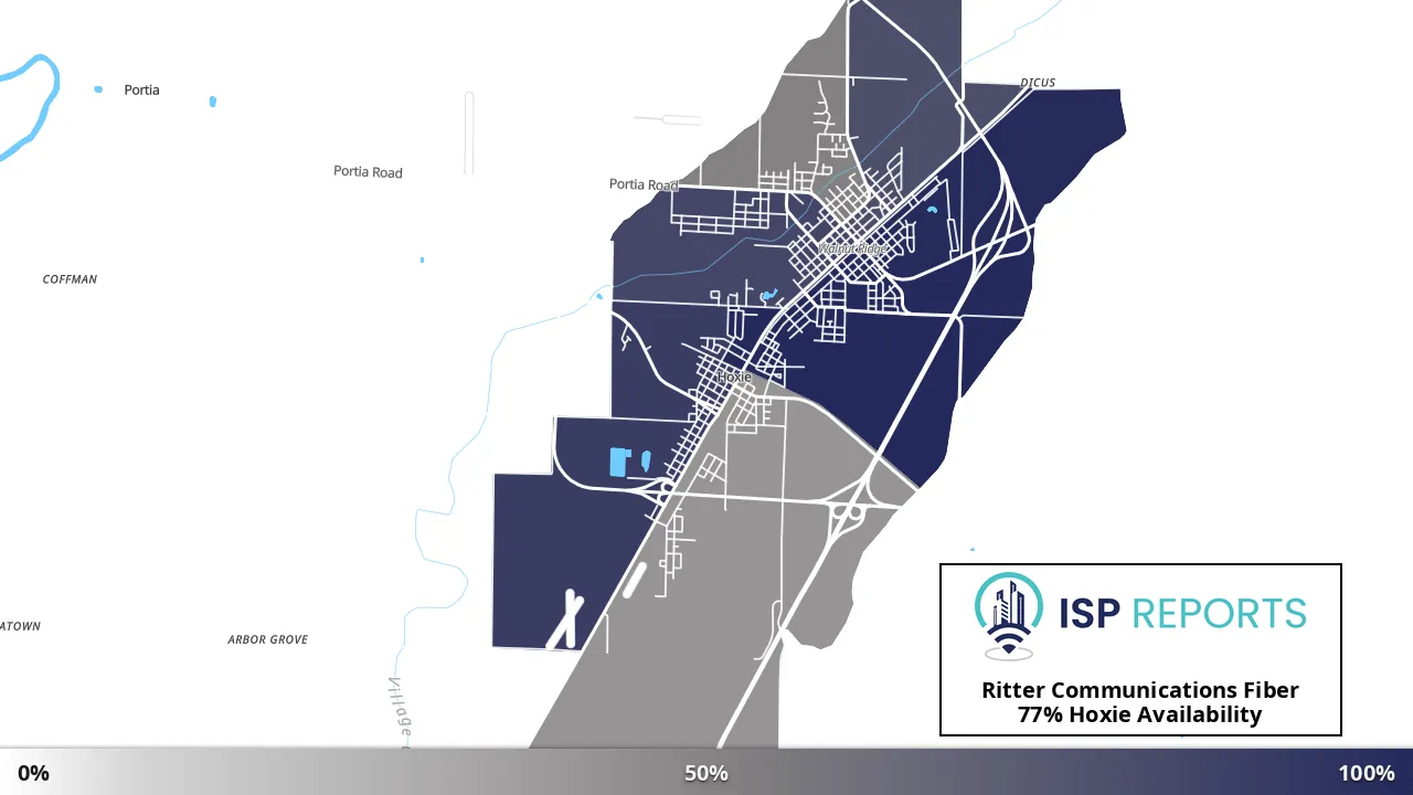 Hoxie, AR map of internet availability