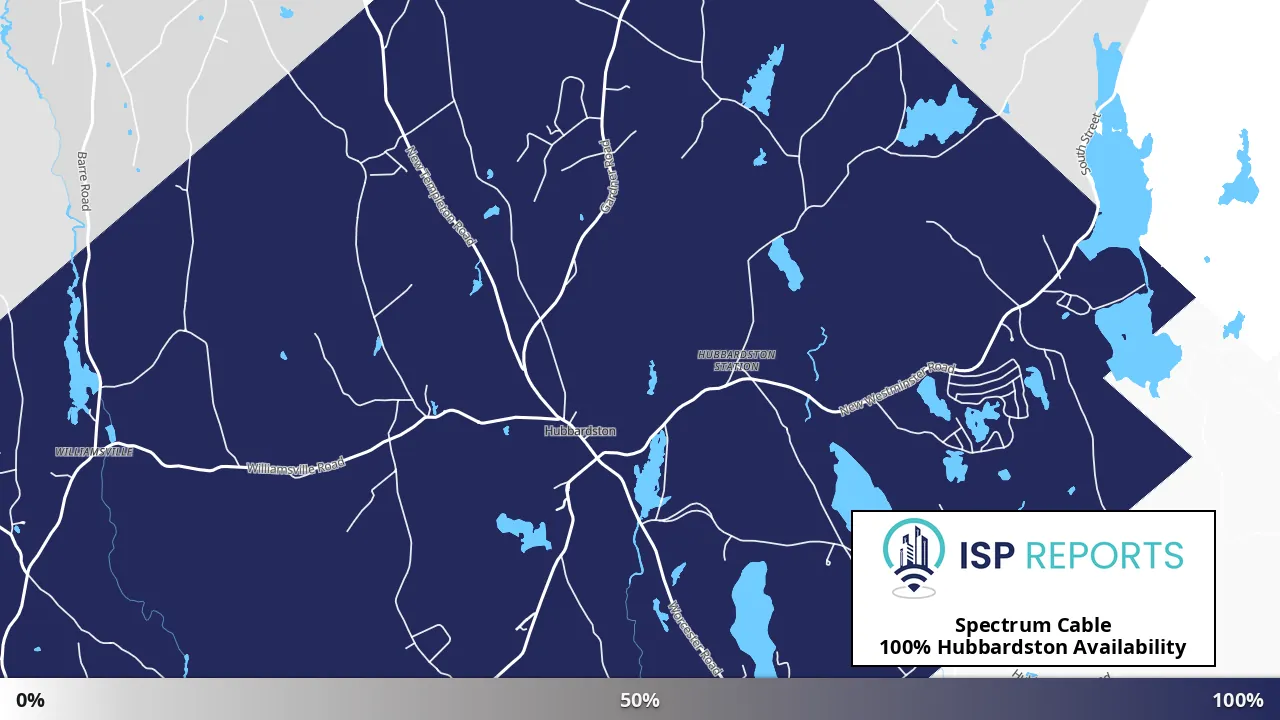 Hubbardston, MA map of internet availability