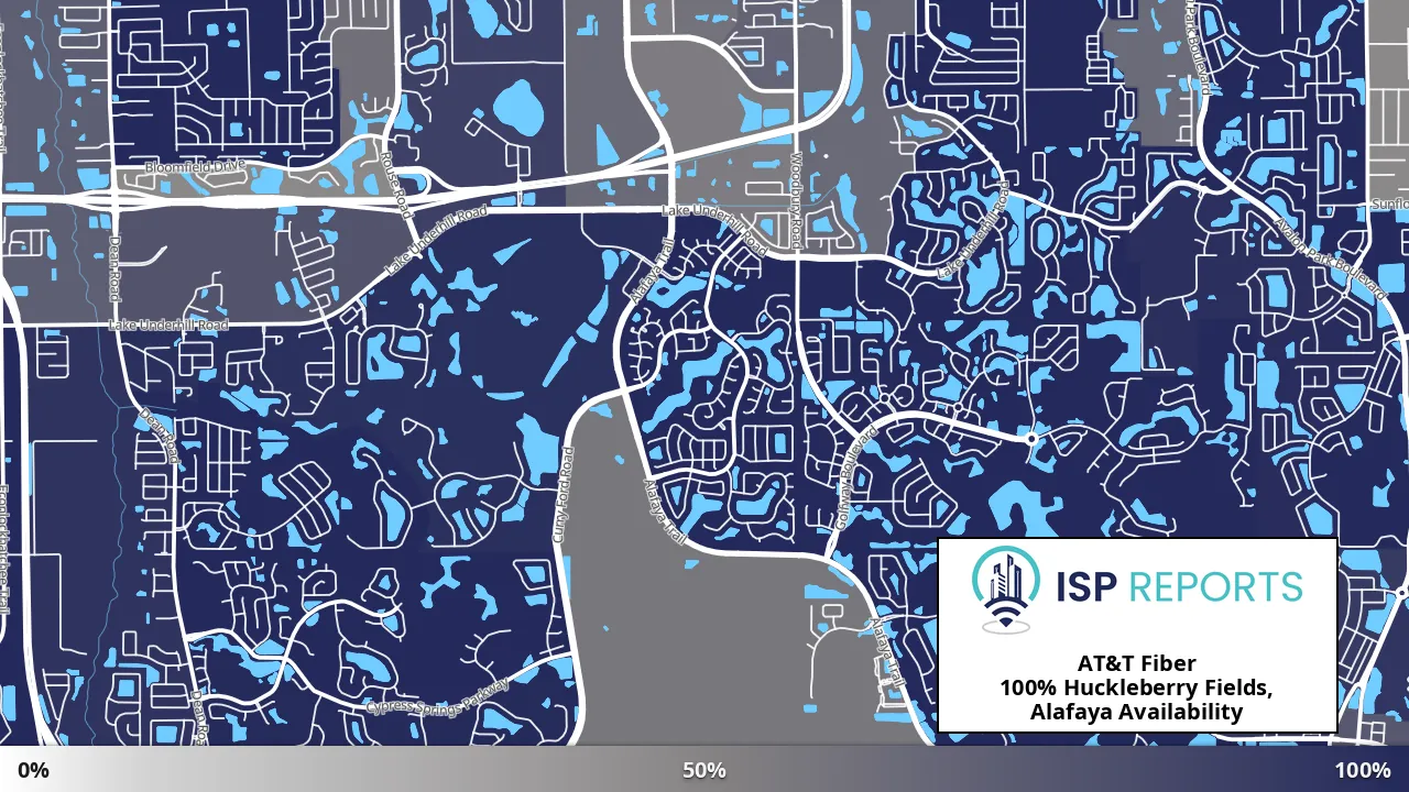 Huckleberry Fields, Alafaya, FL map of internet availability