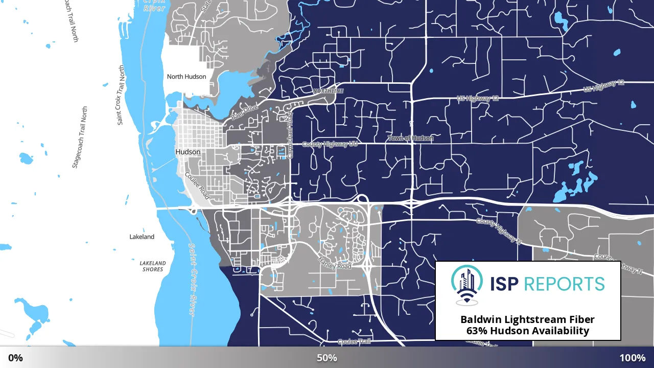 Hudson, WI map of internet availability