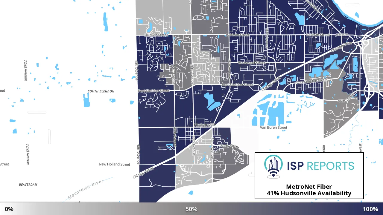 Hudsonville, MI map of internet availability
