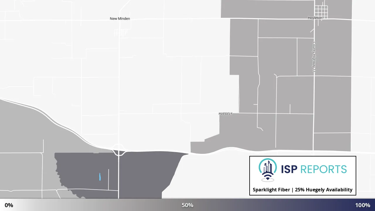 Huegely, IL map of internet availability