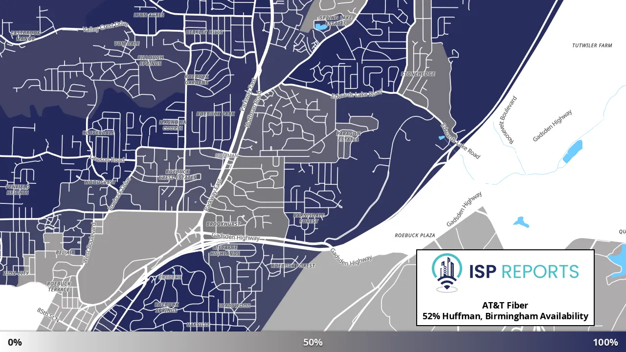 Huffman, Birmingham, AL map of internet availability