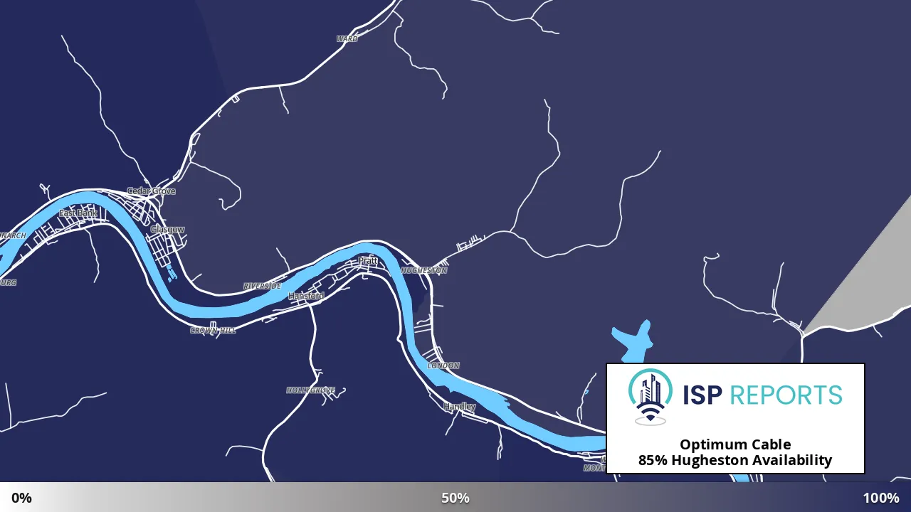 Hugheston, WV map of internet availability