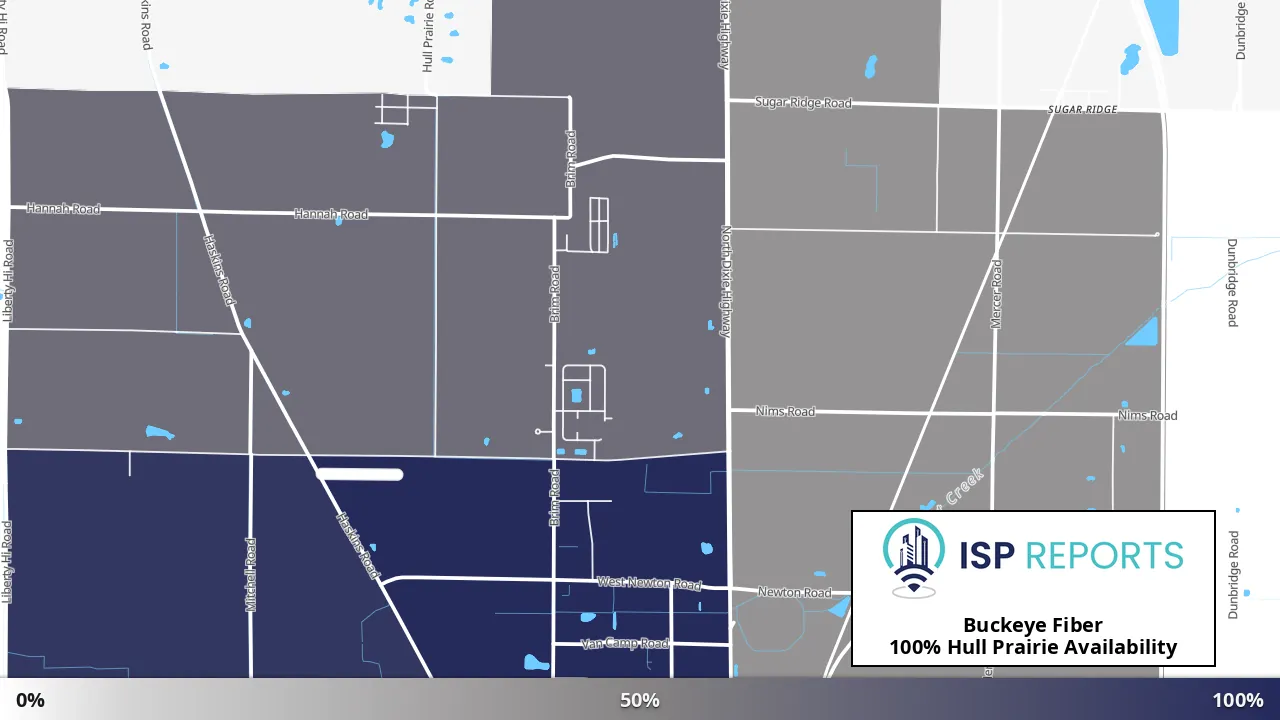 Hull Prairie, OH map of internet availability