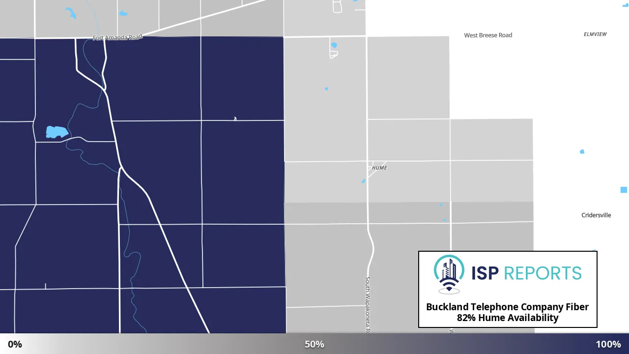 Hume, OH map of internet availability