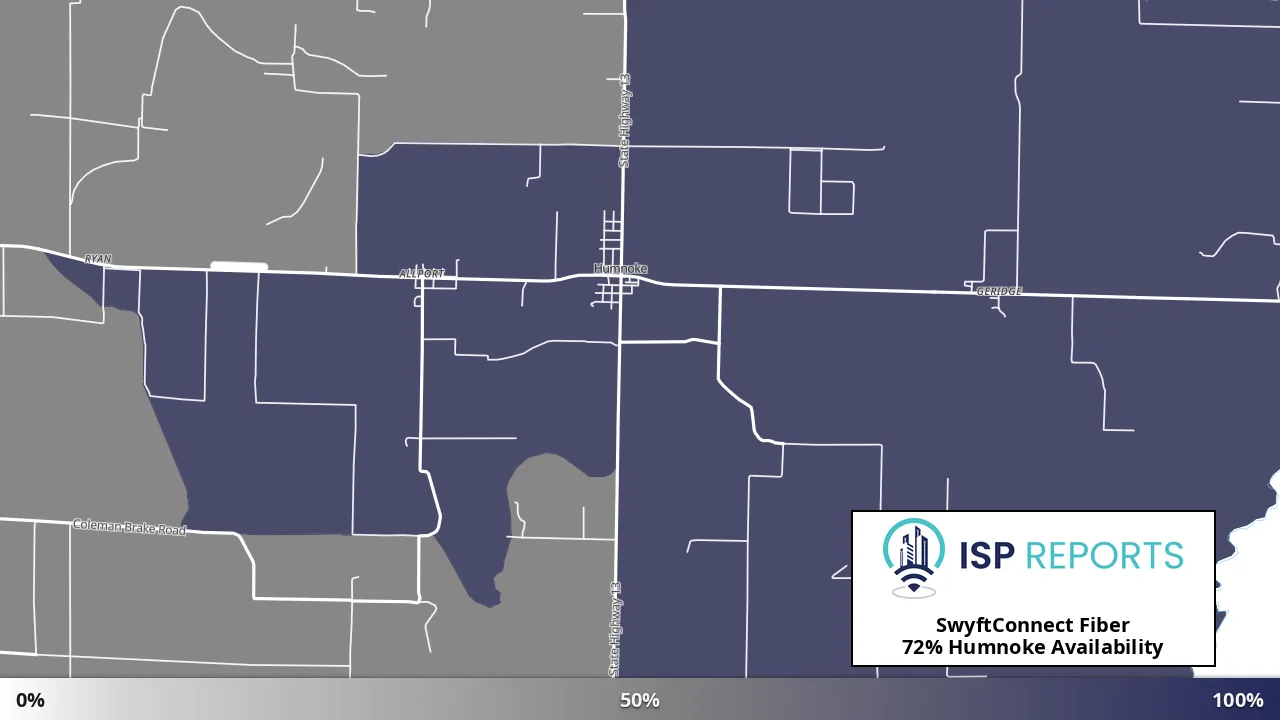 Humnoke, AR map of internet availability
