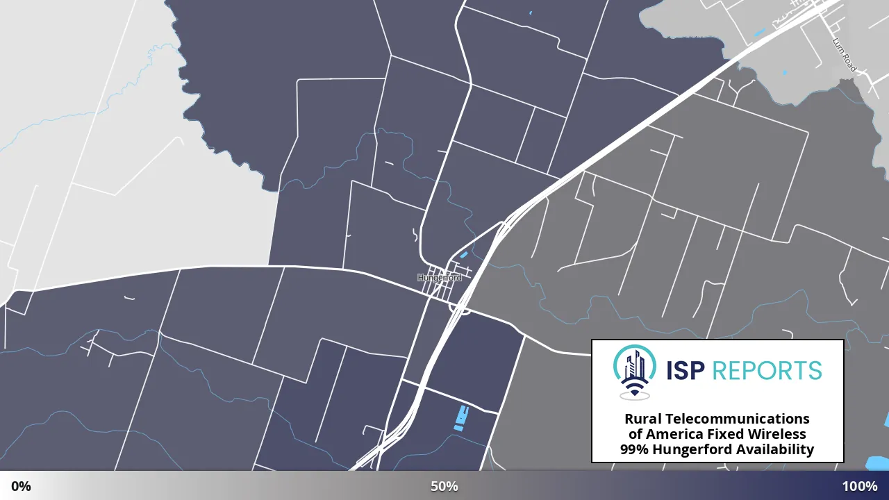 Hungerford, TX map of internet availability