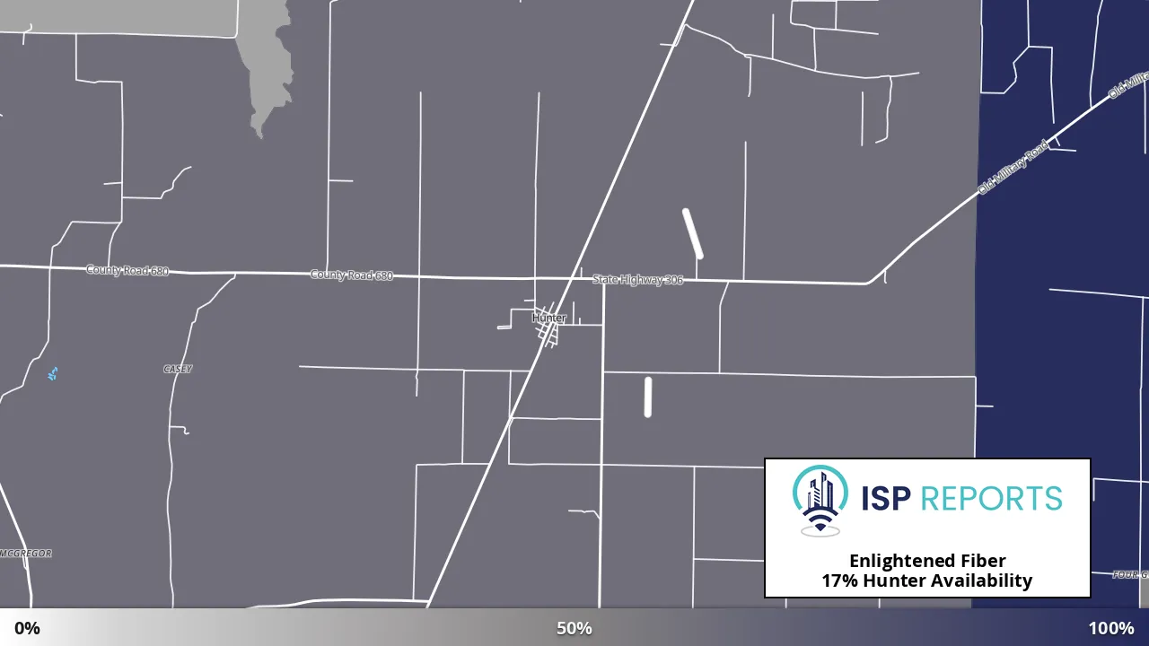 Hunter, AR map of internet availability