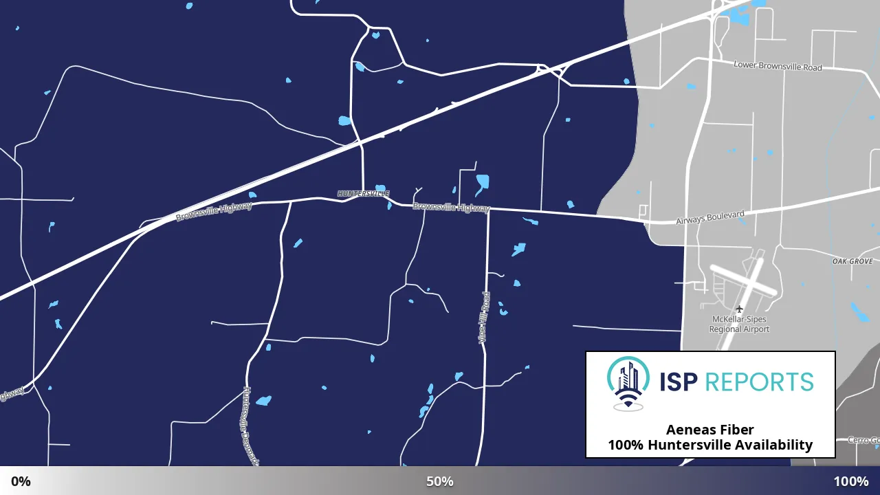 Huntersville, TN map of internet availability