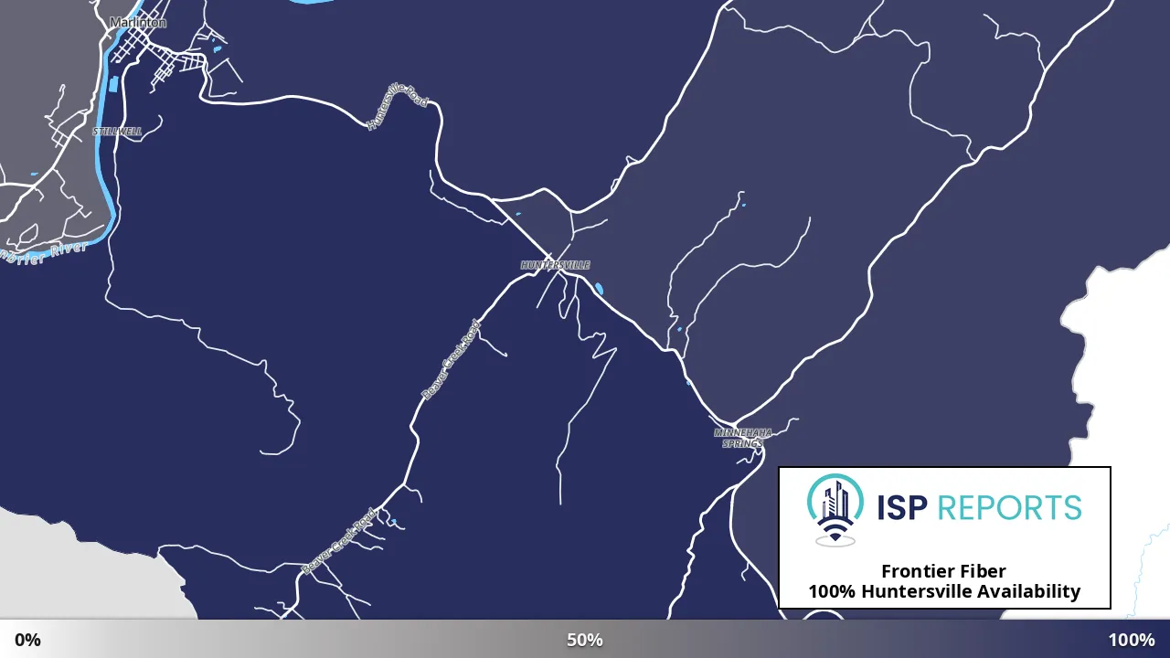 Huntersville, WV map of internet availability