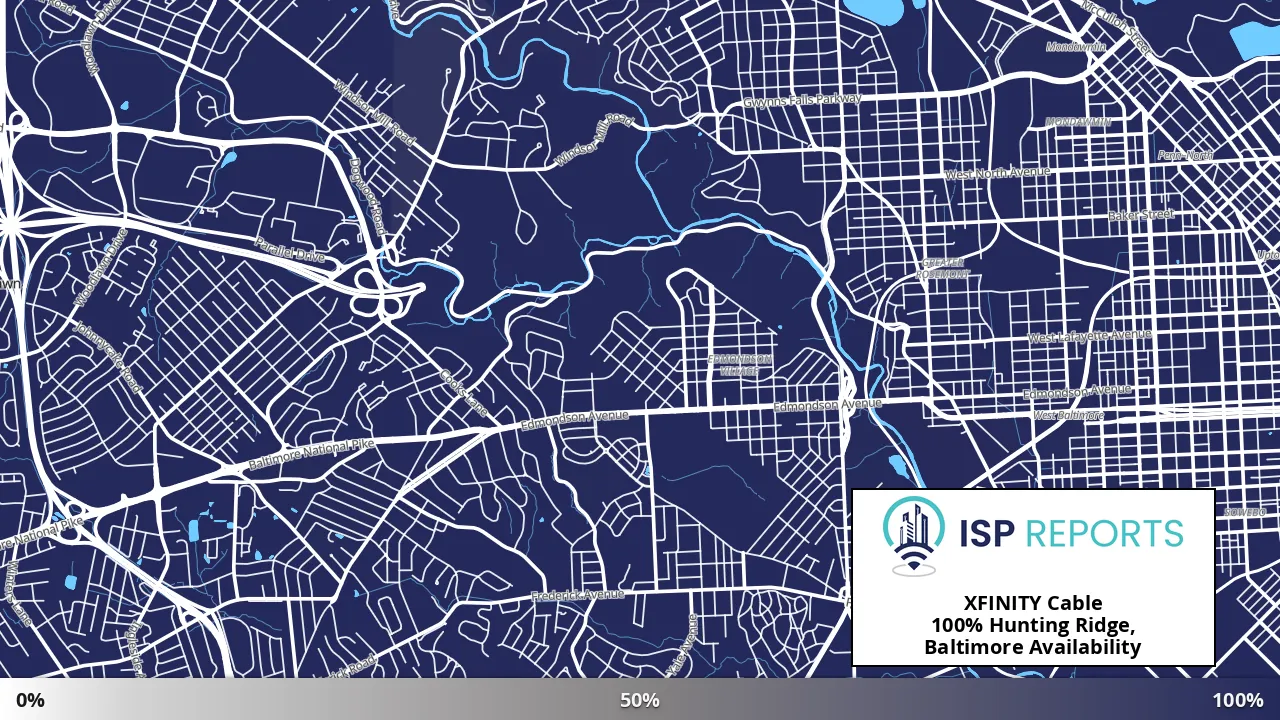 Hunting Ridge, Baltimore, MD map of internet availability