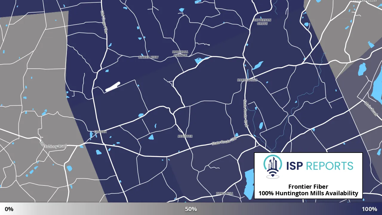 Huntington Mills, PA map of internet availability