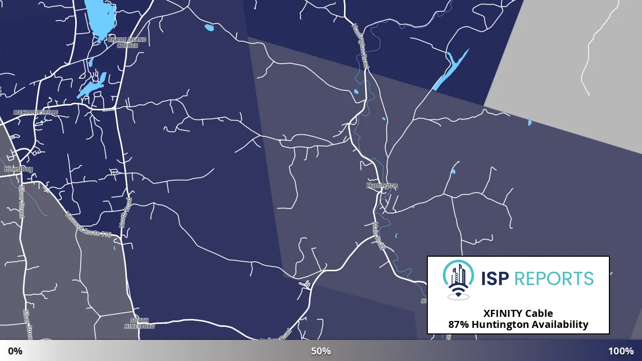 Huntington, VT map of internet availability