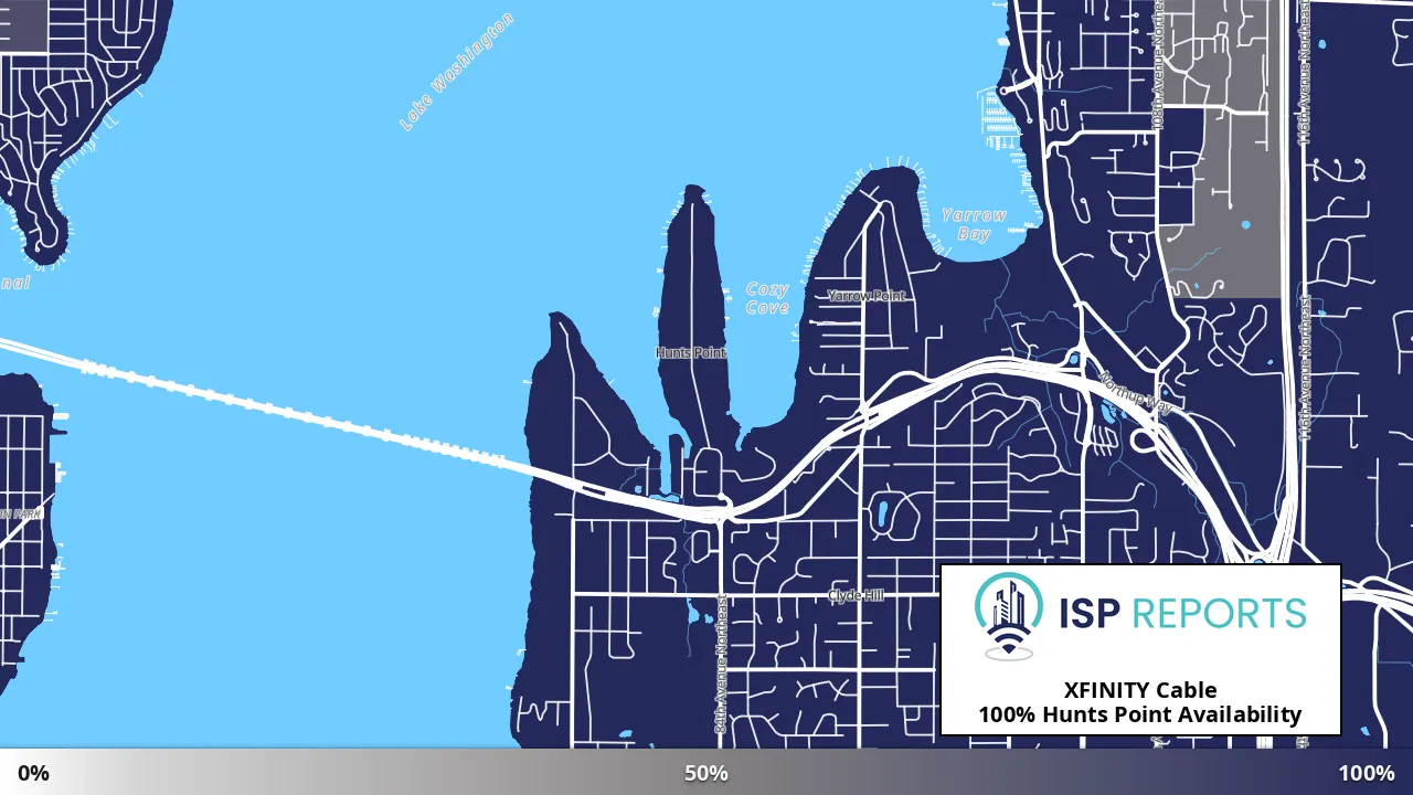 Hunts Point, WA map of internet availability