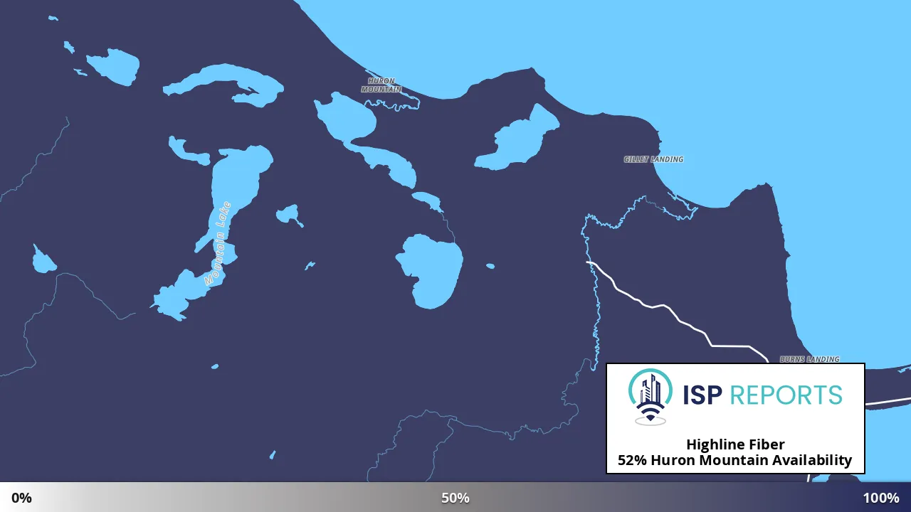 Huron Mountain, MI map of internet availability
