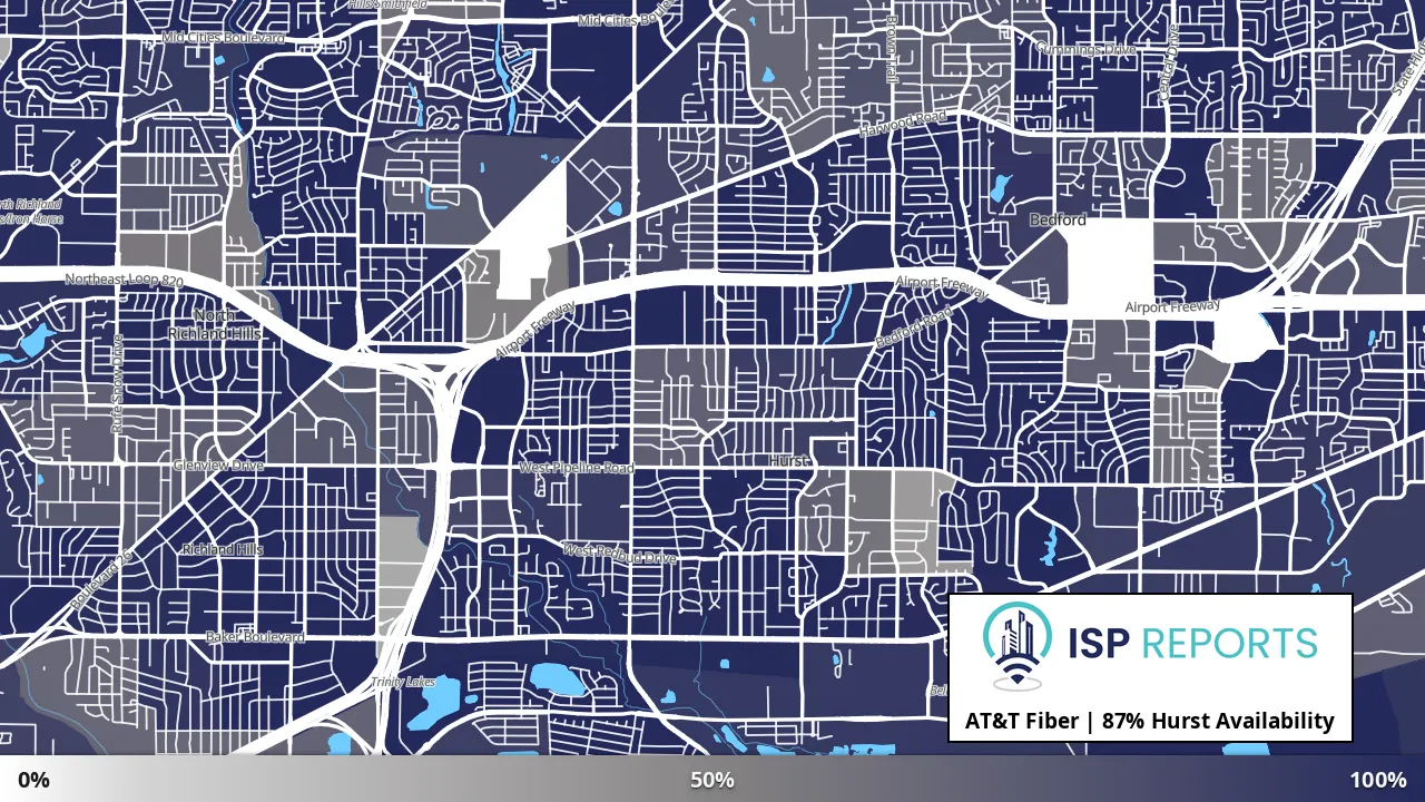 Hurst, TX map of internet availability