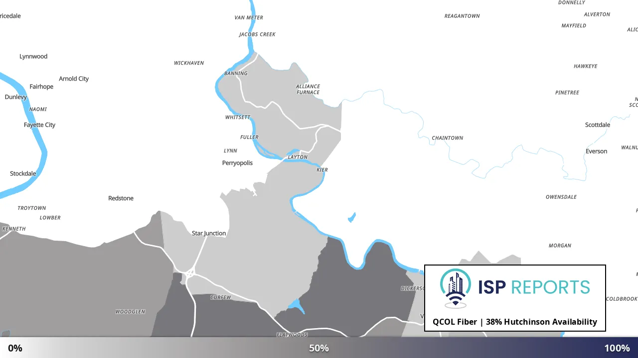 Hutchinson, PA map of internet availability