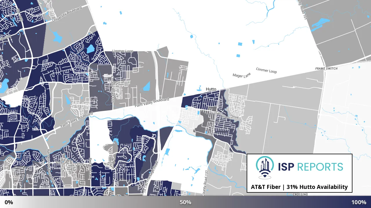 Hutto, TX map of internet availability