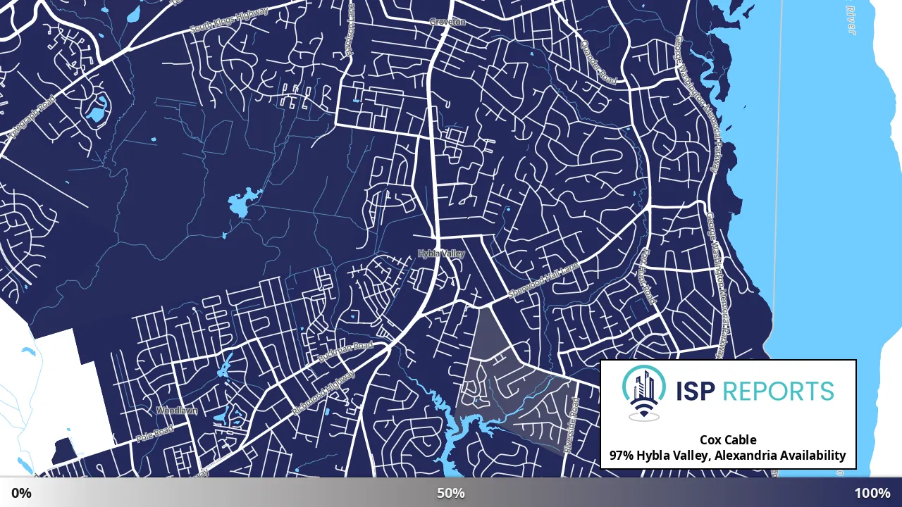 Hybla Valley, Alexandria, VA map of internet availability