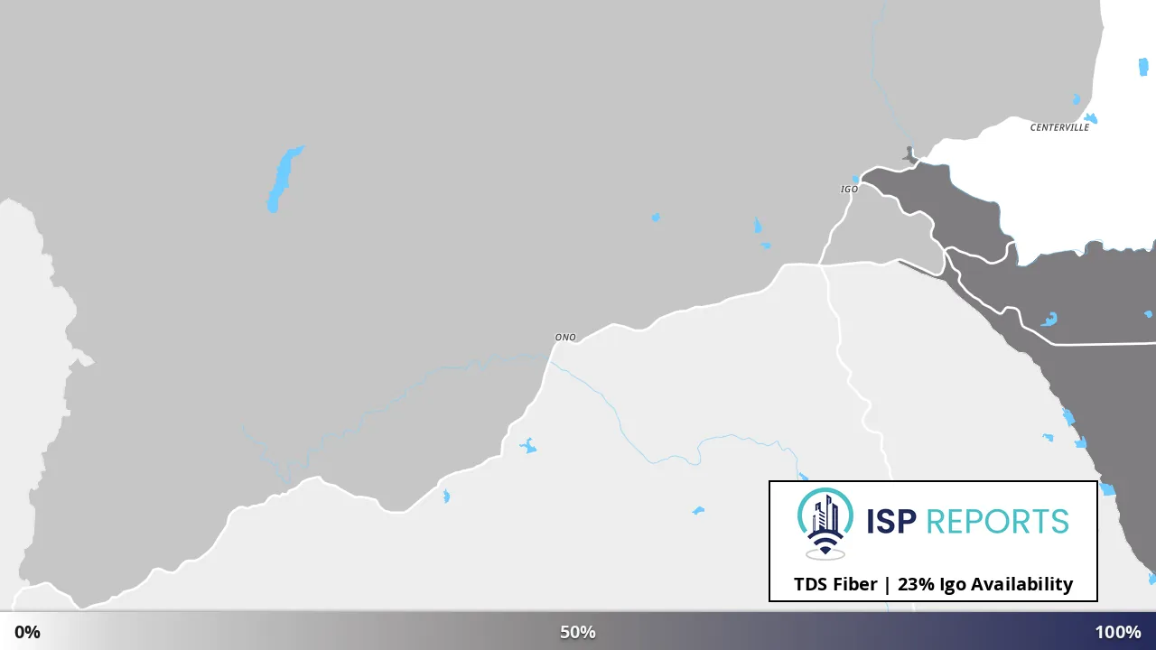 Igo, CA map of internet availability