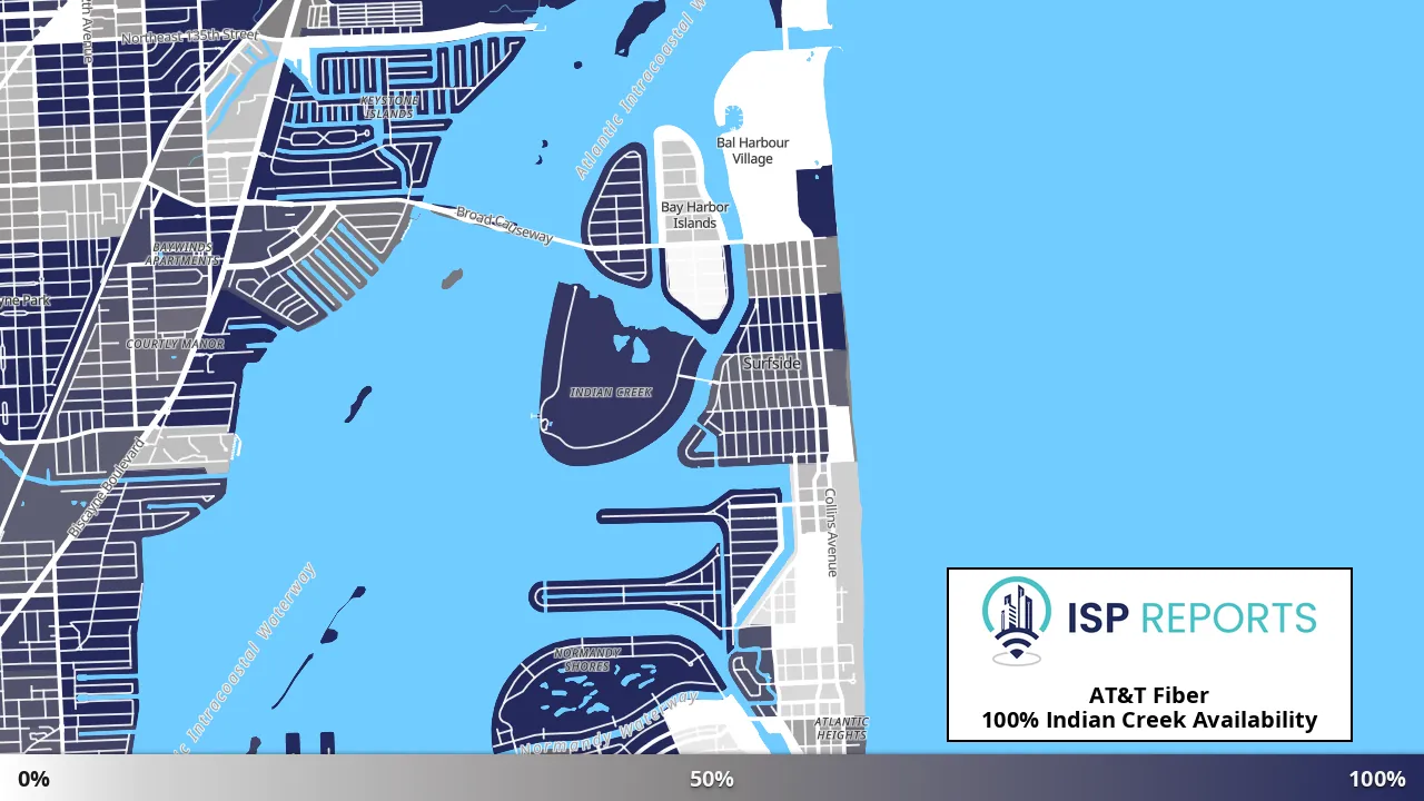 Indian Creek, FL map of internet availability