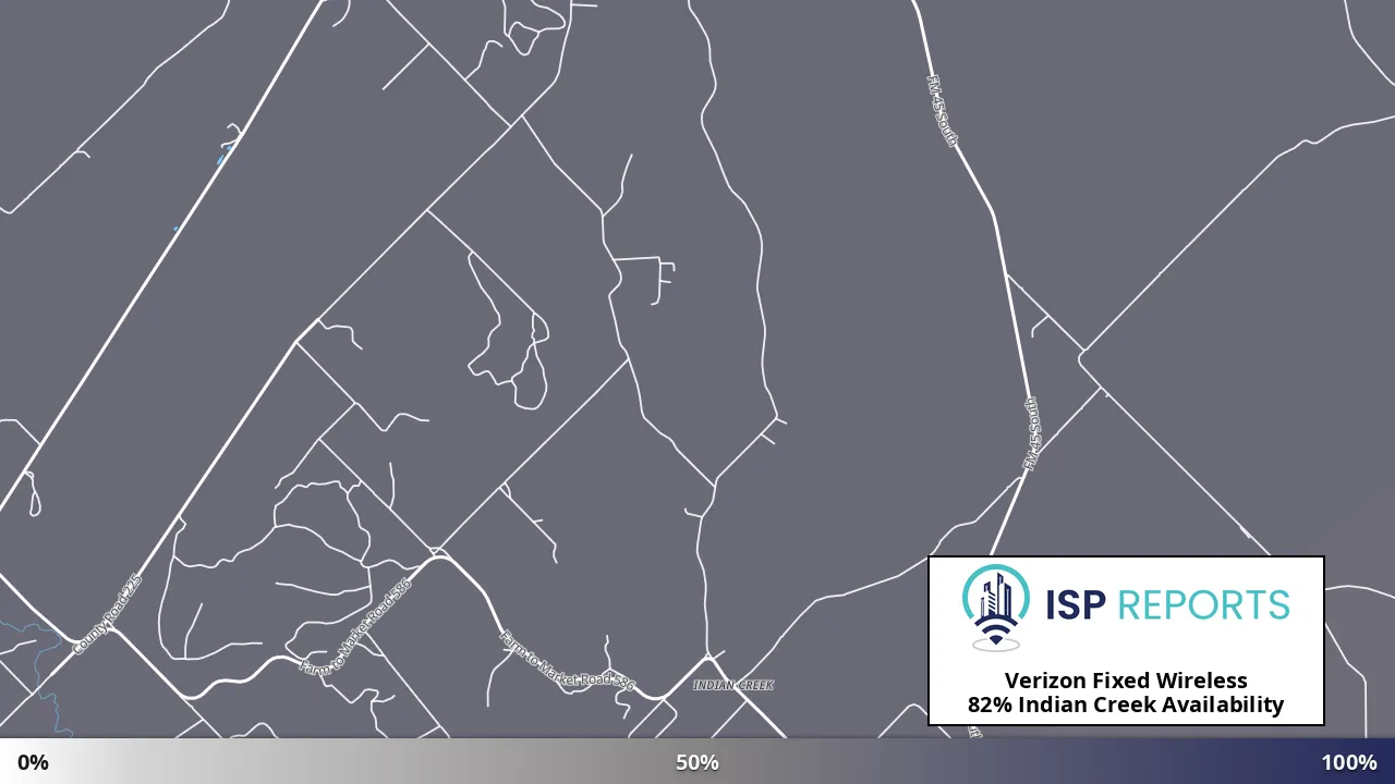 Indian Creek, TX map of internet availability